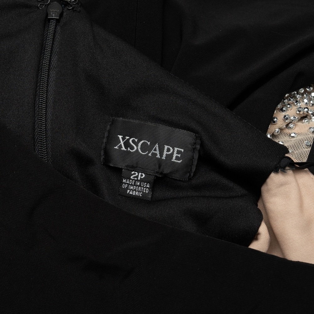 Xscape‎ -Petite Beaded Colorblocked One-Shoulder Gown - Picture 4 of 10
